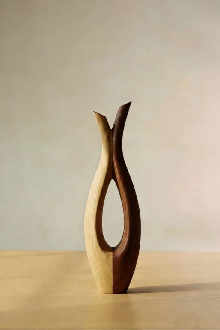 'Split Grain Ascent'' - Contemporary Wooden Vase (1 of 3)