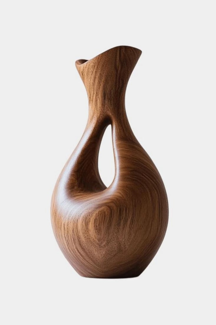'Curved Hollow Form'' - Contemporary Wooden Sculpture: ''Curved Hollow Form'' - Contemporary Wooden Sculpture An expressive sculptural form defined by smooth, flowing curves and an open hollow center, this piece highlights the natural beauty of richly