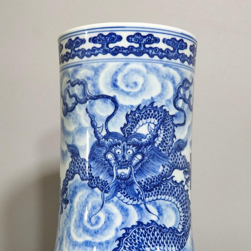 Blue and White Nine Dragons Celestial Vase - 5