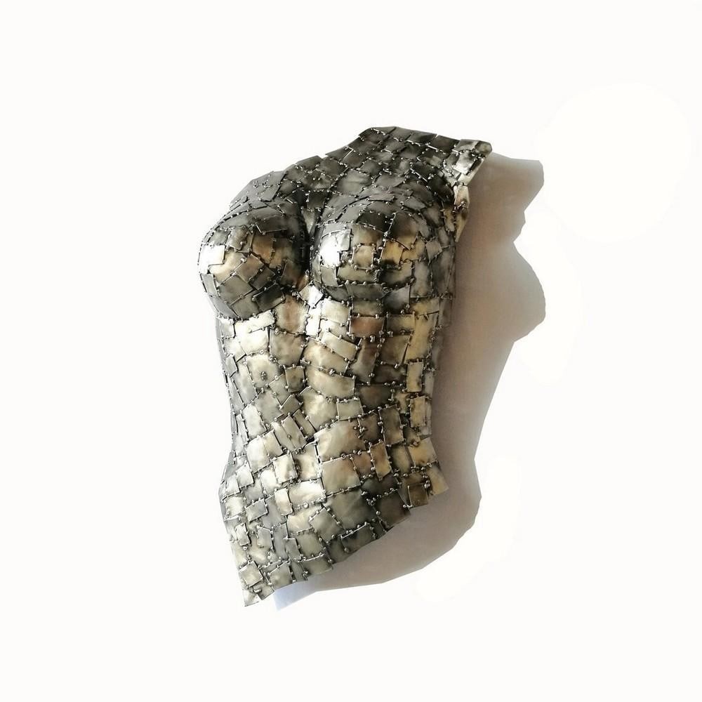Guardian Muse Metal Torso Sculpture: Guardian Muse Metal Torso Sculpture This life-size abstract metal torso captures the unique beauty of the female form. Expertly welded and hand-molded, each metal piece is shaped to achieve its elegan