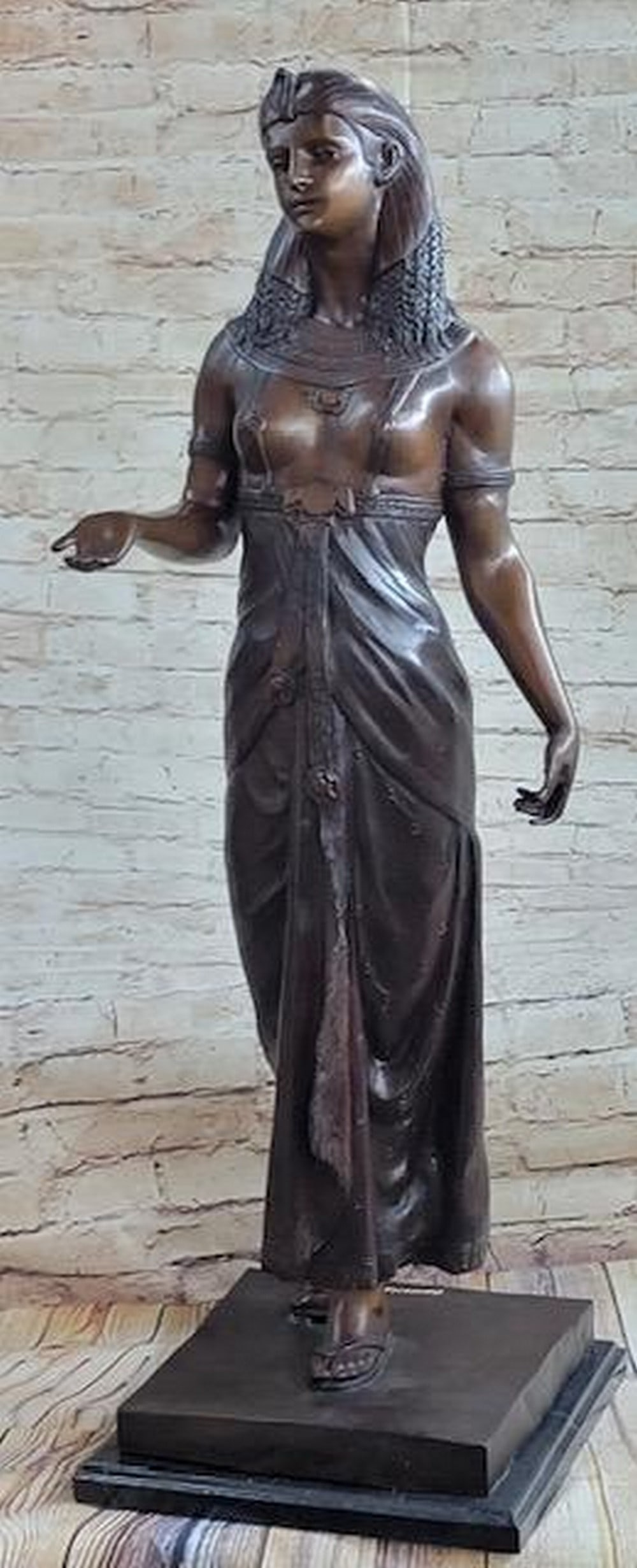 Cleopatra Egyptian Pharaoh Queen Bronze Statue Sculpture Egypt Decor 34'' x 11'': Cleopatra Egyptian Pharaoh Queen Bronze Statue Sculpture Egypt Decor 34 x 11 Introducing a magnificent Art Deco bronze sculpture titled Egyptian Princess on a marble base, a true masterpiece created b