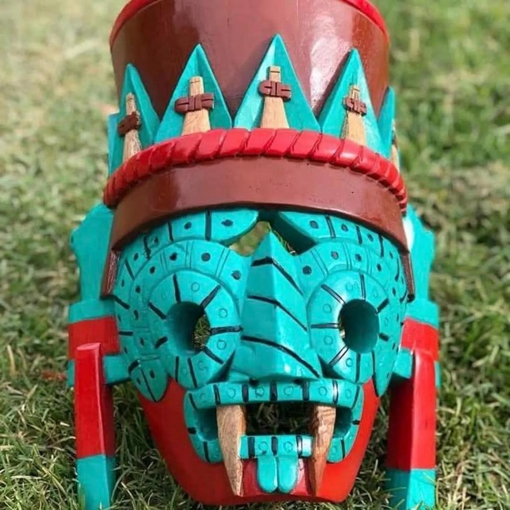 Tlaloc Hand-Carved Cedar Mask Wall Decor (1 of 2)