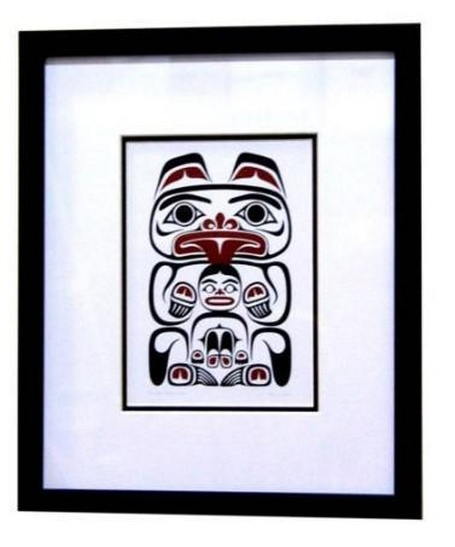 Guardian Of The Spirit Print: Guardian Of The Spirit Print. In this powerful artwork, artist April White captures the profound connection between humans and nature. The human figure, supported by the mighty bear behind them, symbo