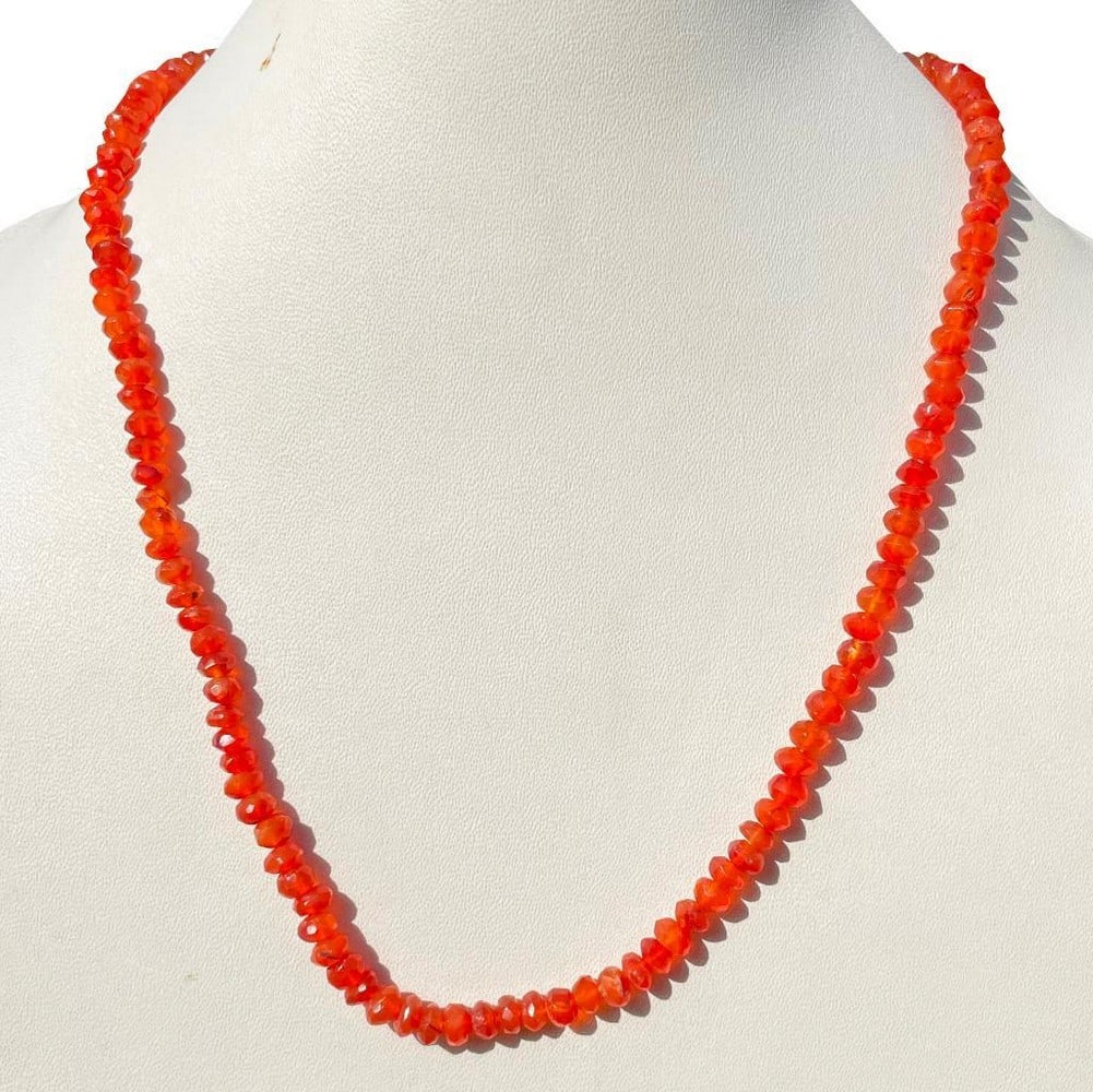Orange Carnelian Button Shape Beads Necklace: Orange Carnelian Button Shape Beads Necklace Length of Necklace: 45cm View Photos For Further Details