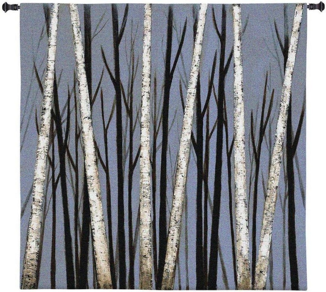 Birch Shadows Wall Tapestry - 30'' x 30'': Birch Shadows Wall Tapestry - 30'' x 30'' Bring bold artistic expression and natural elegance into your space with this '' Birch Shadows'' wall tapestry. Woven in the USA, this striking textile artwor