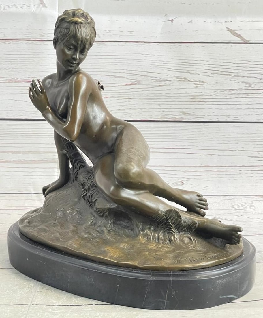Art Deco Elegance Butterfly Lady Bronze Sculpture Inspired by Leon Bertaux - 10.5'' x 11'': Art Deco Elegance Butterfly Lady Bronze Sculpture Inspired by Leon Bertaux - 10.5'' x 11'' Immerse yourself in the intrigue and captivation of this splendid Art Deco Butterfly Lady Bronze Sculpture, a