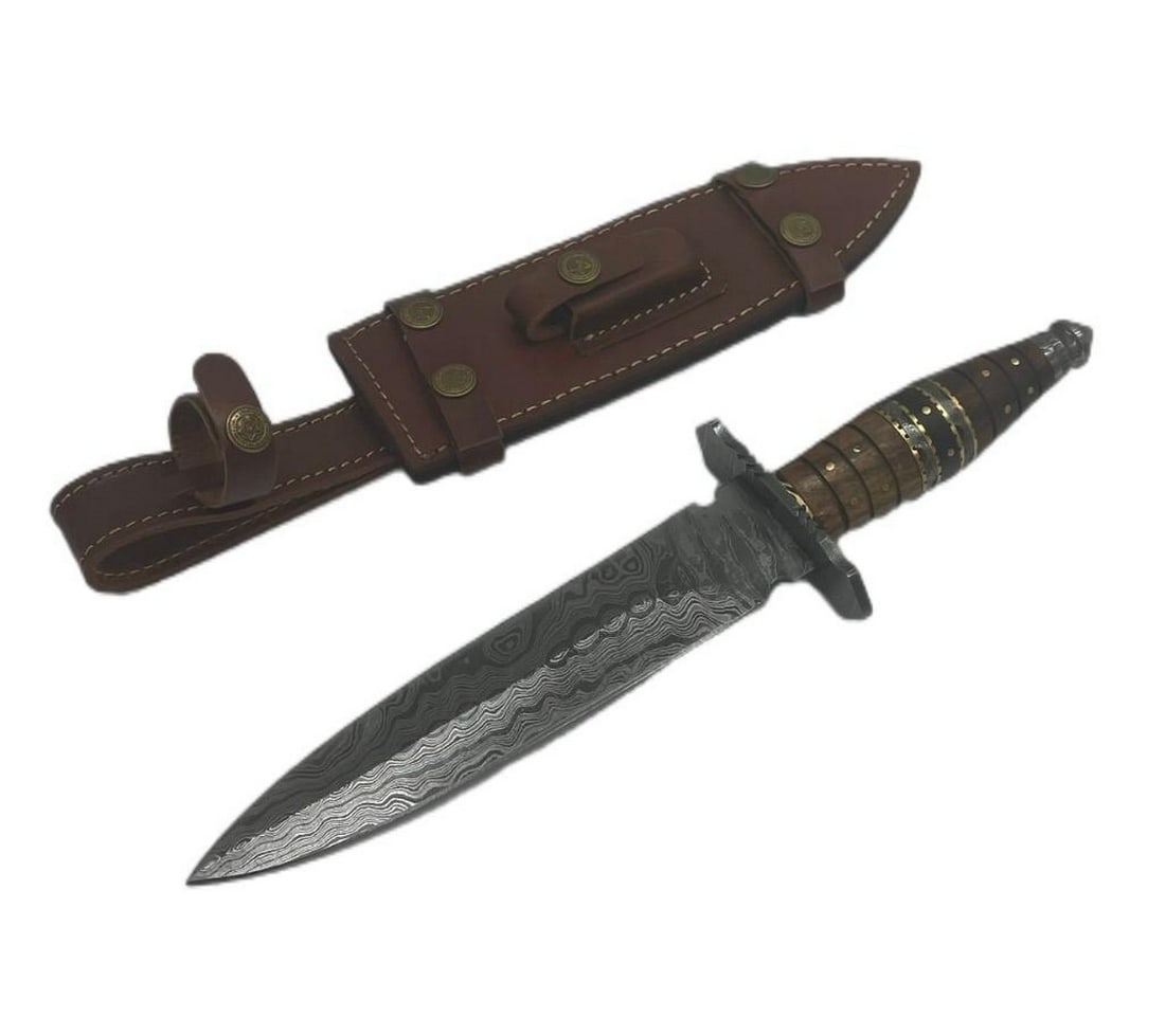 Barbarian Studded Spear Point Damascus Steel Shiv (1 of 3)