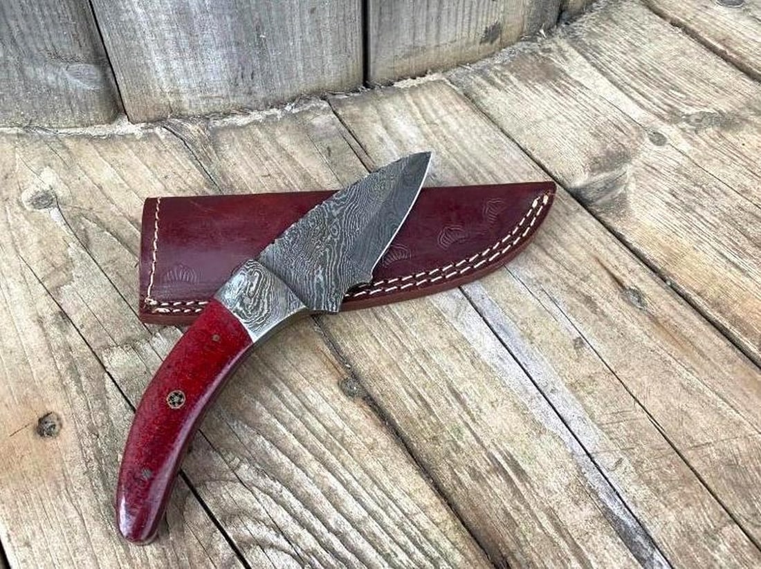 9'' Damascus Drop Point Blade With Custom Designed Exotic Handle - 2