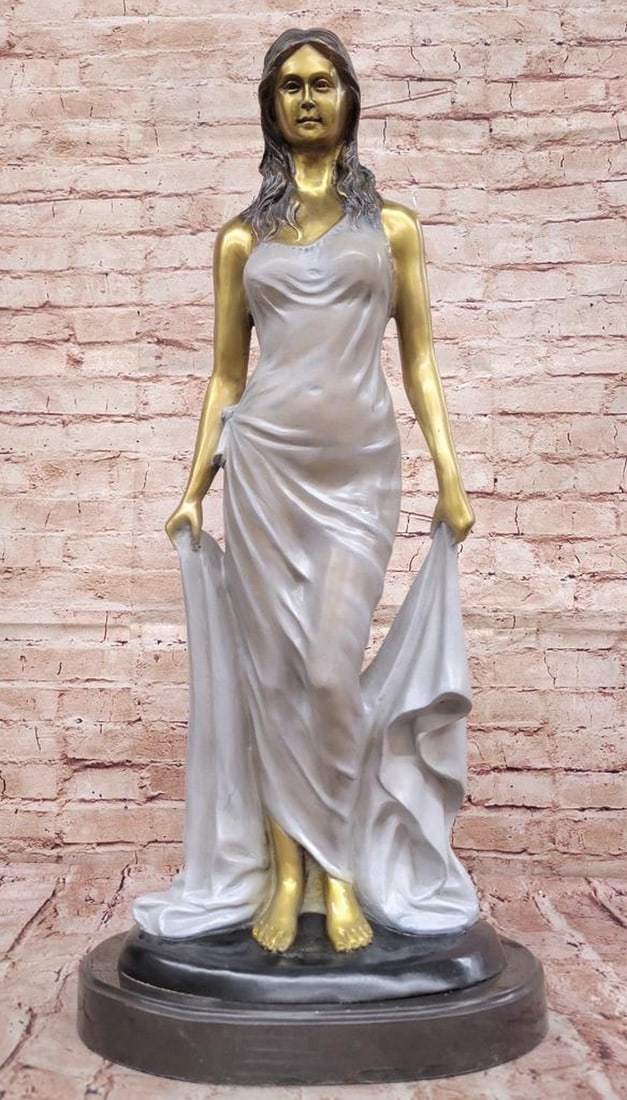 Poise in Motion Bronze Sculpture Inspired by Luo Li Rong: Poise in Motion Bronze Sculpture Inspired by Luo Li Rong Poise in Motion - Bronze Sculpture Inspired by Luo Li Rong captures the delicate balance of elegance and sensuality in a refined female form. S