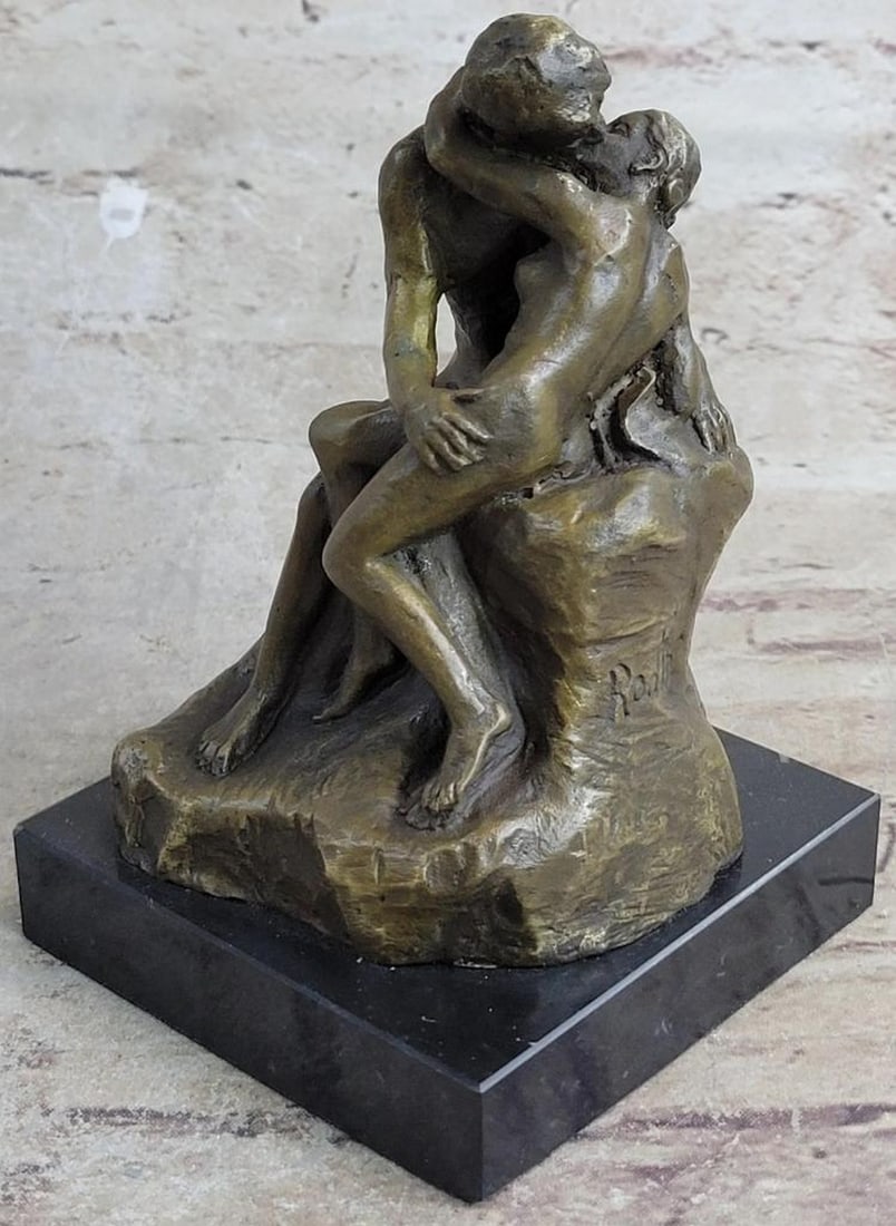 Inspired Bronze ''The Kiss Nude'' Statue Rodin Sculpture - 6'' x 4'': Inspired Bronze '' The Kiss Nude'' Statue Rodin Sculpture - 6'' x 4'' From the unexpected realism of his first major figure-inspired by his 1875 trip to Italy-to the unconventional memorials whose com