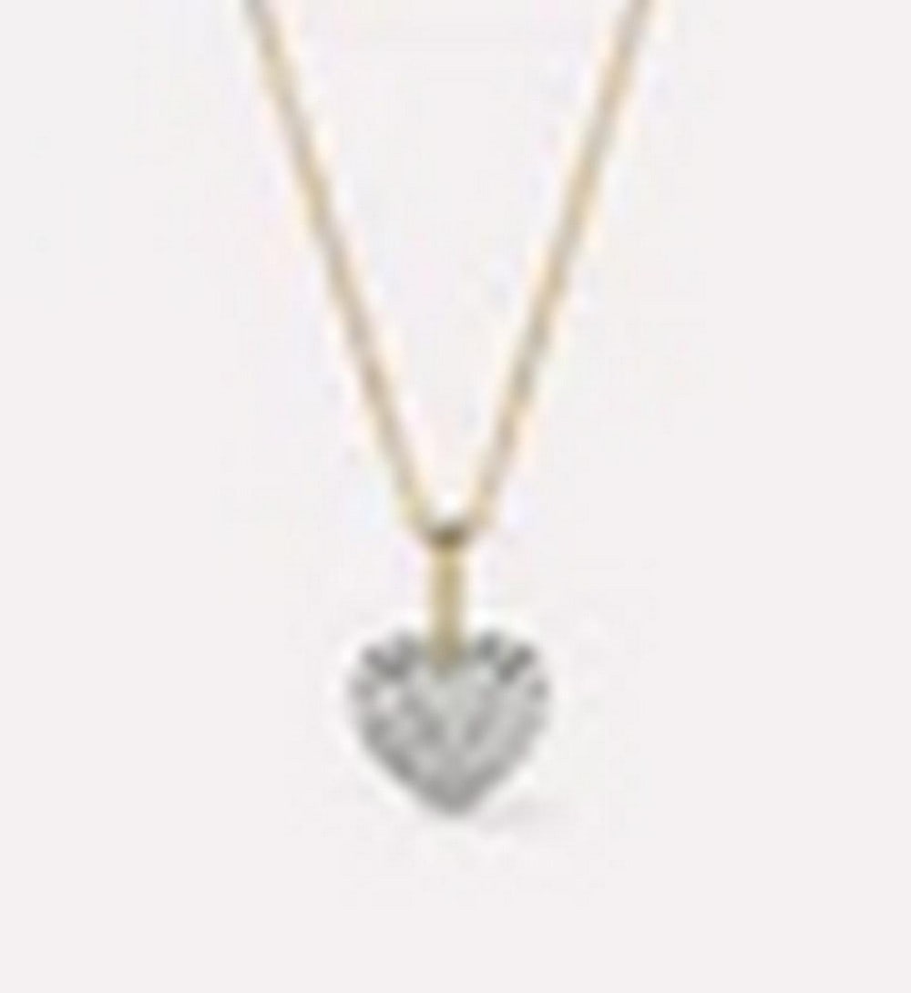 14K Gold Heart Pendant Necklace with Cubic Zirconia: 14K Gold Heart Pendant Necklace with Cubic Zirconia Delicately crafted for layering, this 14K gold plated necklace features a heart-shaped pendant adorned with sparkling cubic zirconia gemstones. Its 