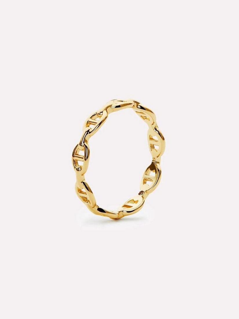 14K Gold-Dipped Anchor Chain Link Ring: 14K Gold-Dipped Anchor Chain Link Ring Meet your new standout stack essential. This anchor chain ring is artfully crafted with a modern silhouette and dipped in 14K gold for a sleek, polished finish