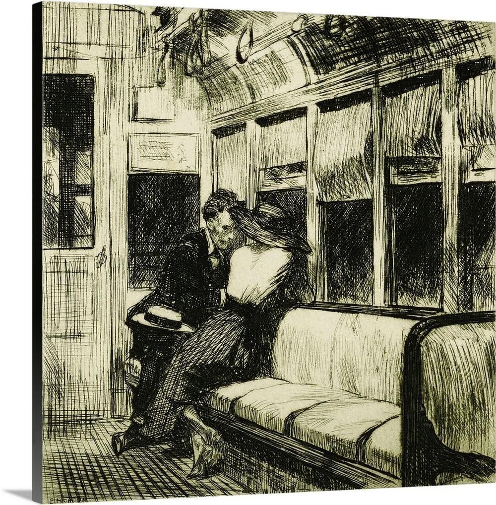Night on the El Train Wall Art Print by Edward Hopper (1 of 2)