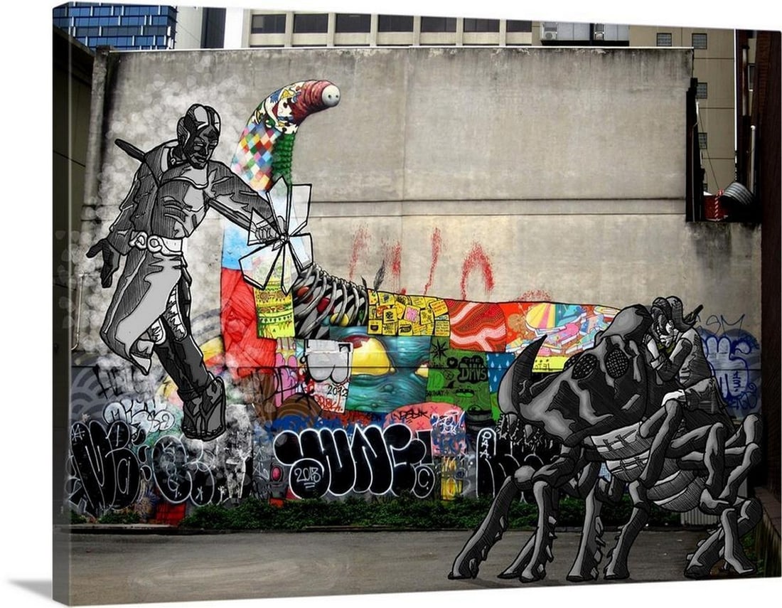 Pop Art Style 'Melee In Melbourne' Canvas Print Wall Art (1 of 1)