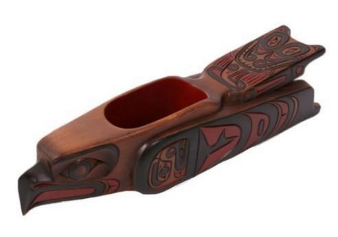 Eagle's Grace Wooden Bowl: Eagles Grace Wooden Bowl Created by a master artist this eagle bowl is stunning in its design, detailed carving and painting. The bowl is finished on all sides and can stand up as an upright
