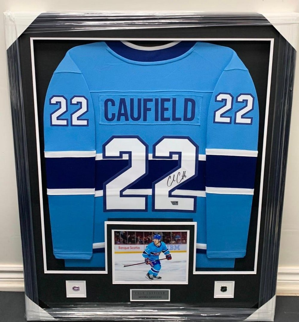 Framed Cole Caufield Montreal Canadiens Fanatics Authenticated Signed Jersey