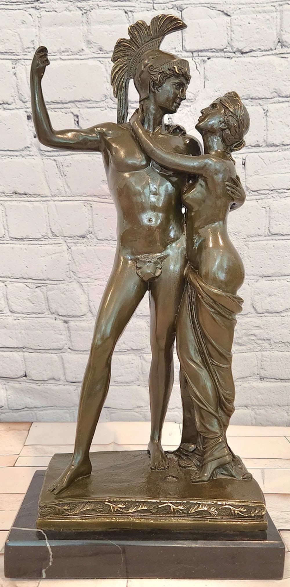 Spartan King Leonidas and Gorga Bronze Greek Warrior Lovers Sculpture Classical Statue - 20.5" x: Spartan King Leonidas and Gorga Bronze Greek Warrior Lovers Sculpture Classical Statue - 20.5" x 8.5" This bronze sculpture depicts King Leonidas alongside Gorga in a powerful classical compos