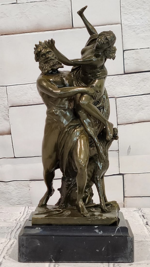 Abduction of Persephone Bronze Sculpture After Phidias - 10" x 4": Abduction of Persephone Bronze Sculpture After Phidias - 10" x 4" Introducing a Bronze Sculpture: This depiction of the Abduction of Persephone presents a mythological scene with dynamic movem