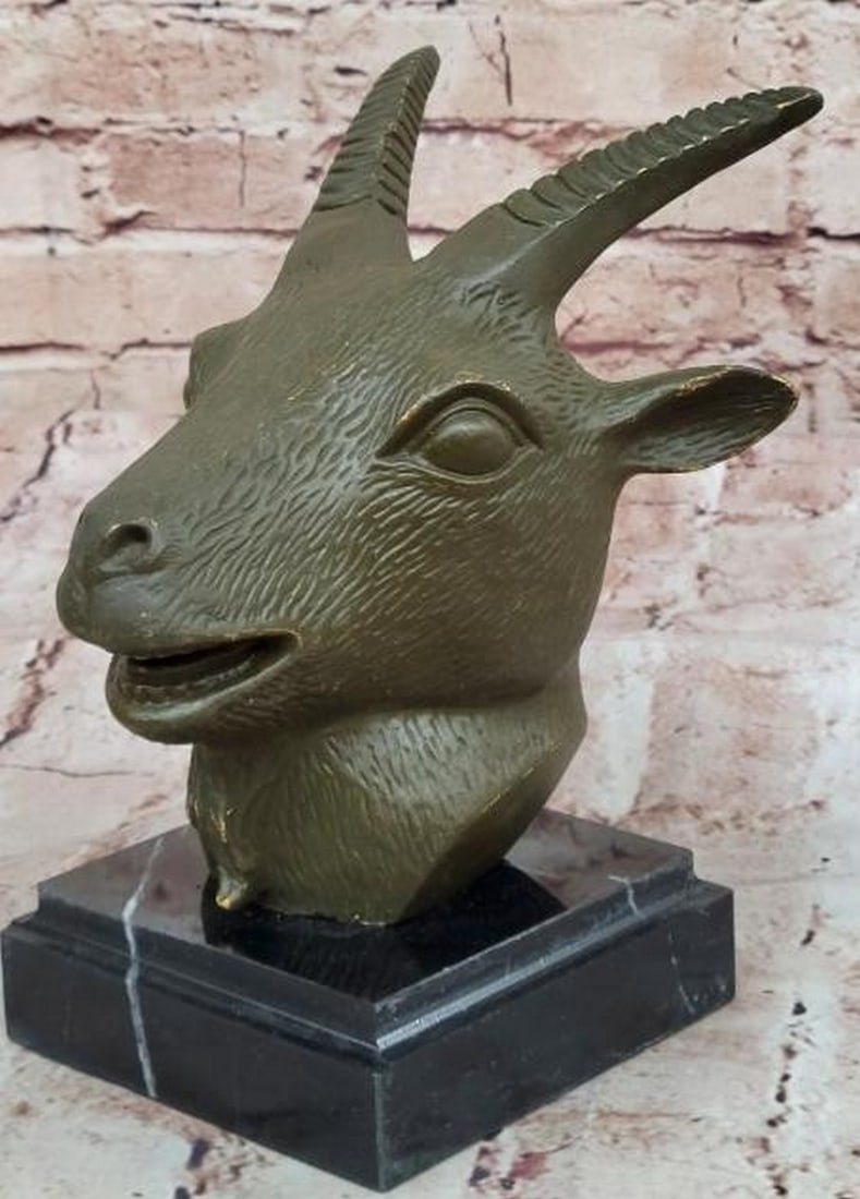 Bronze Chinese Zodiac Sheep Bust: Bronze Chinese Zodiac Sheep Bust Celebrate the grace and quiet strength of the Chinese zodiac with this finely cast bronze bust of the sheep, bearing the signature of the artist Yanez. Masterfully