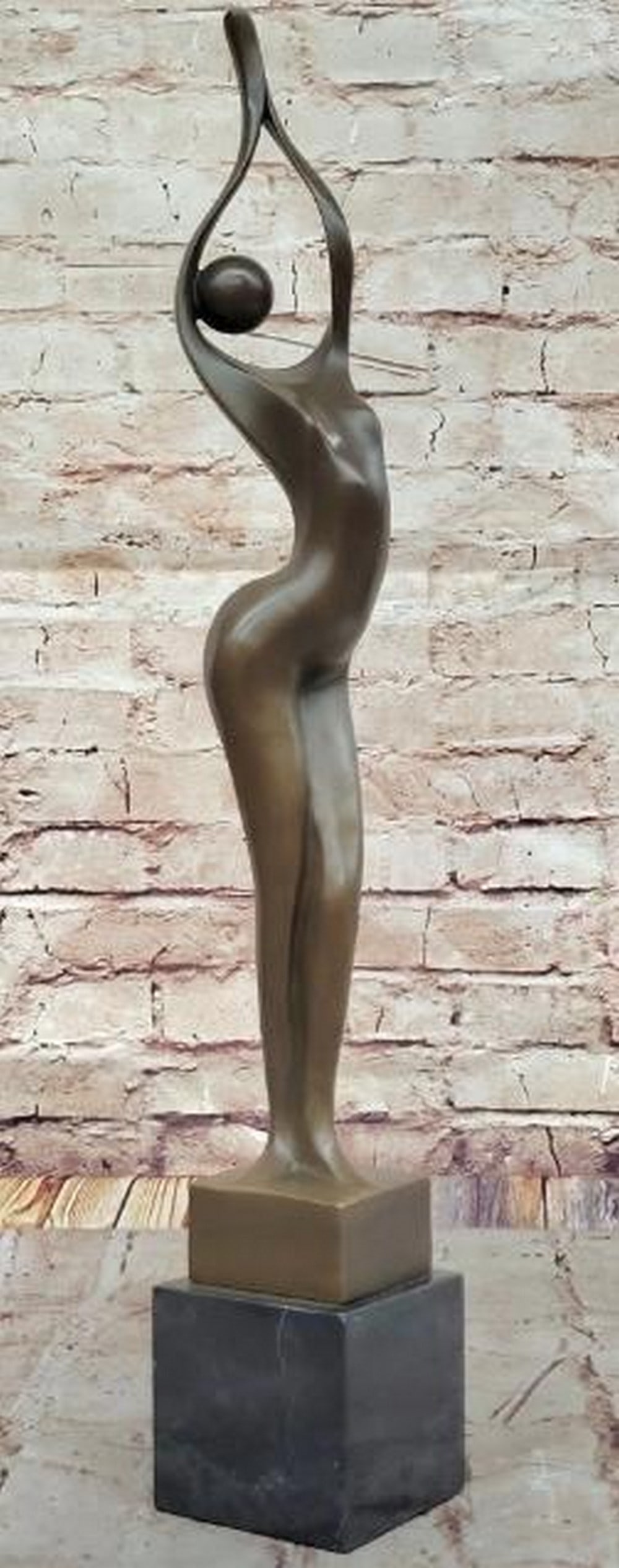 Ascension: Abstract Human Figure in Bronze: Ascension: Abstract Human Figure in Bronze This striking modern art sculpture features an abstract human form with arms raised skyward, evoking themes of triumph, surrender, or spiritual elevation. Ca