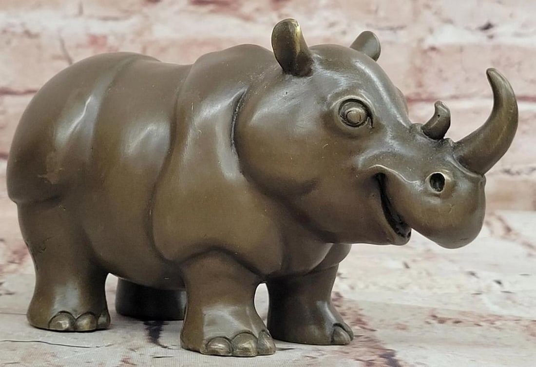 Rhinoceros Bronze Statue - 3.5" x 6" (1 of 6)