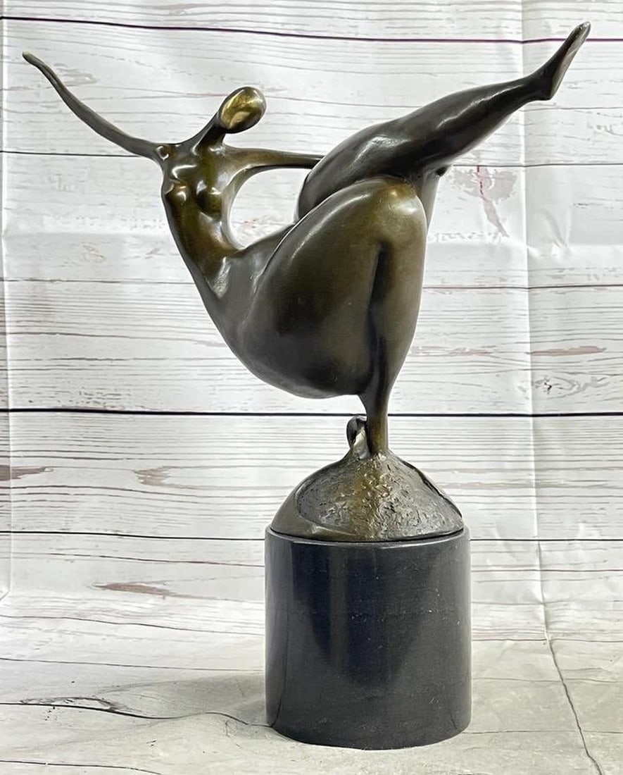 Harmony in Form: Nude Original Bronze Sculpture Signed by Milo - 15" x 17.5": Harmony in Form: Nude Original Bronze Sculpture Signed by Milo - 15" x 17.5" Immerse yourself in the avant-garde elegance of modern art with this captivating bronze sculpture, meticulously des