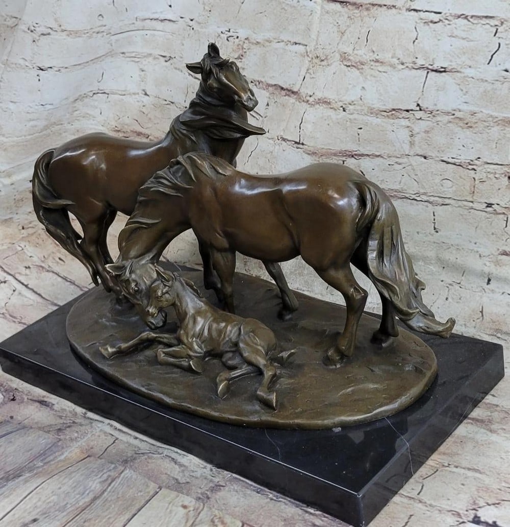 Signed Original Harmonious Horses Bronze Sculpture - 11" x 16" (1 of 6)