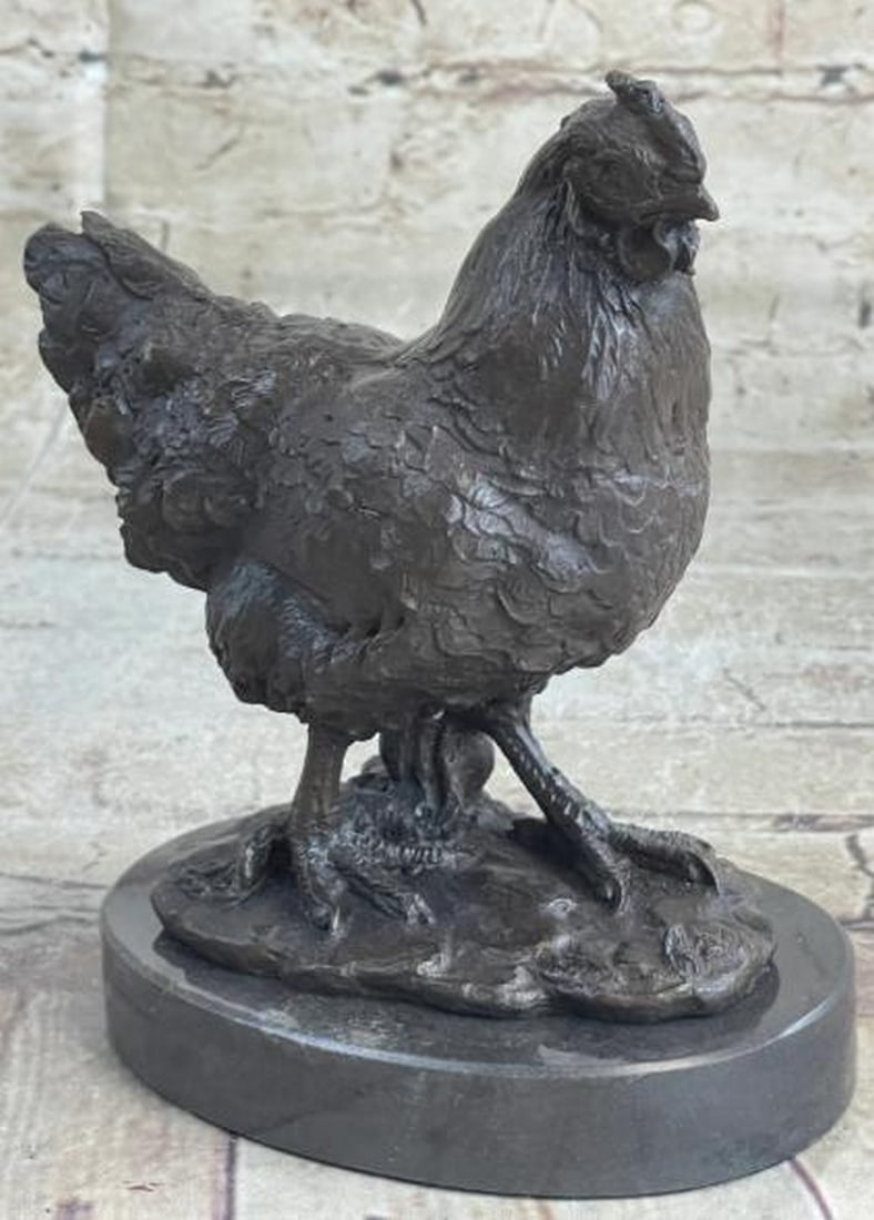 Proud Chanticleer Bronze Rooster: Proud Chanticleer Bronze Rooster Celebrate the timeless symbol of dawn and defiance with this finely crafted bronze rooster sculpture and bearing the signature of renowned artist Milo. Perched boldly 