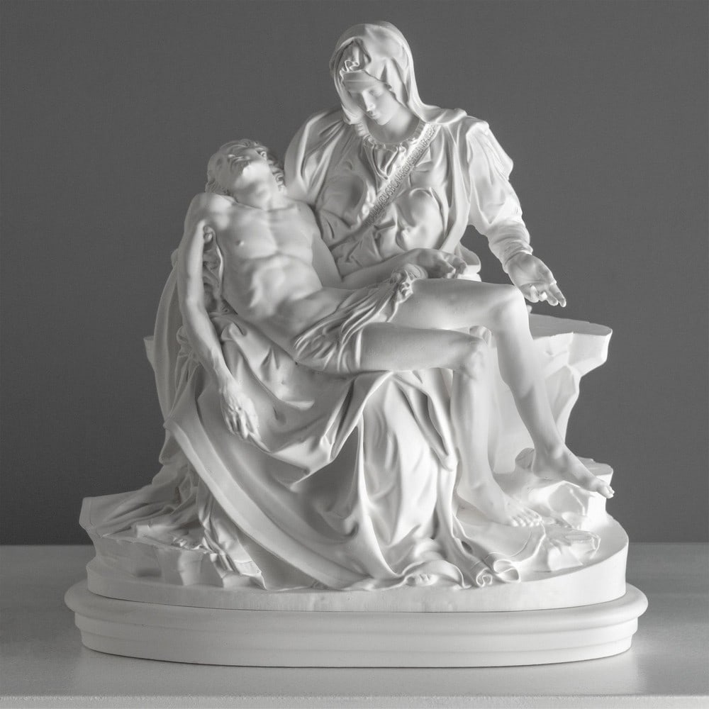 Inspired Michelangelo's Pieta Sculpture - White Resin Statue (1 of 4)