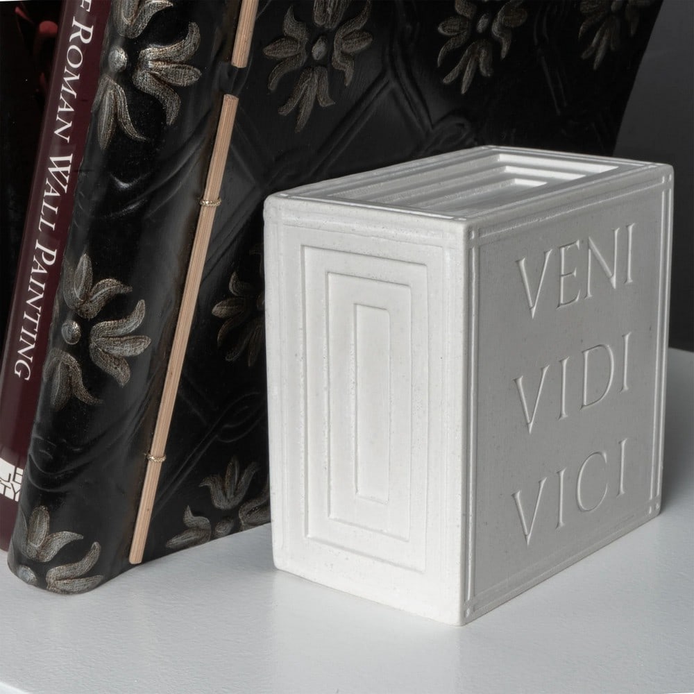 Veni Vidi Vici Bookend - Roman Carved Inscription Sculpture (Carrara Marble) (1 of 4)
