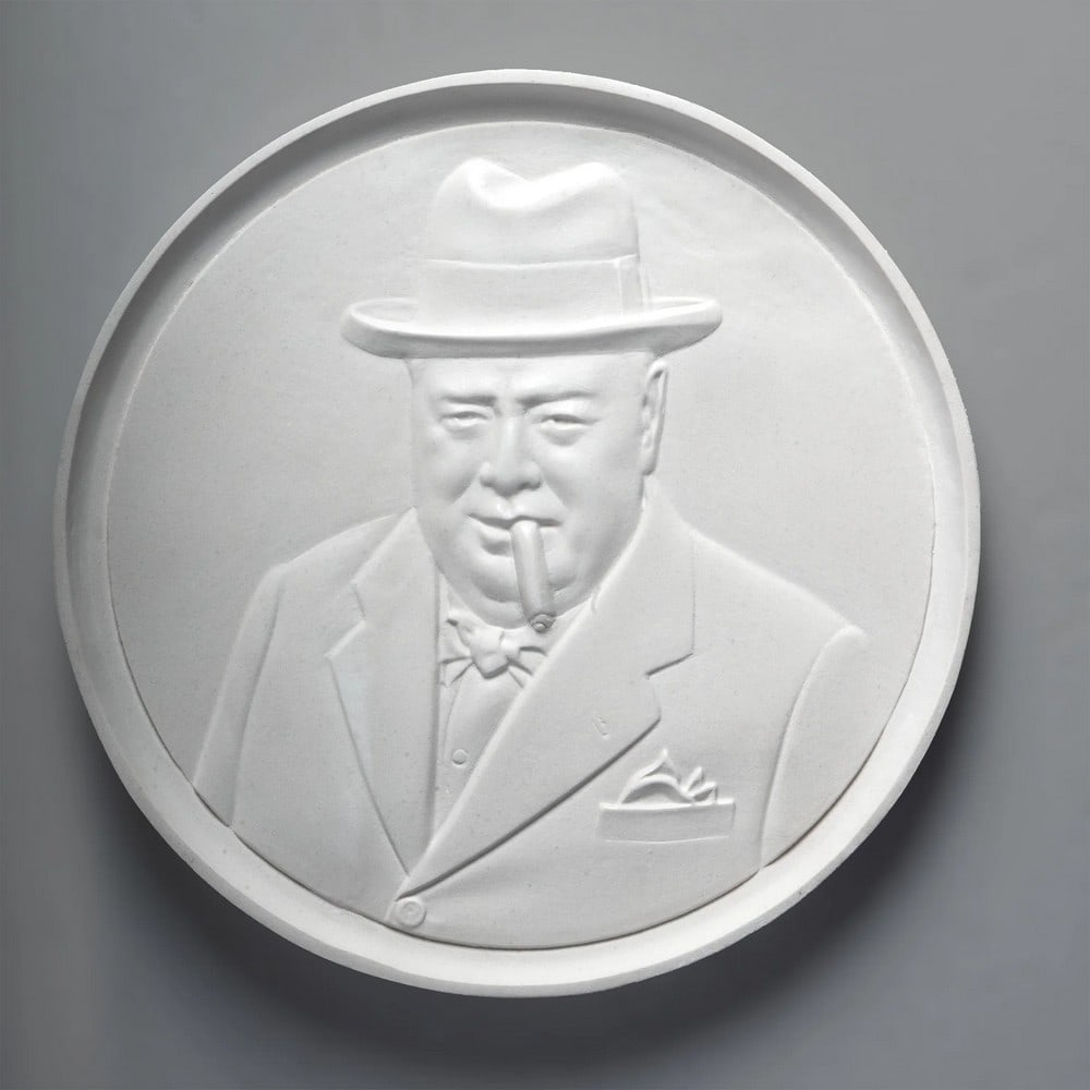 Winston Churchill Wall Sculpture - Bas-Relief (Carrara Marble) (1 of 3)