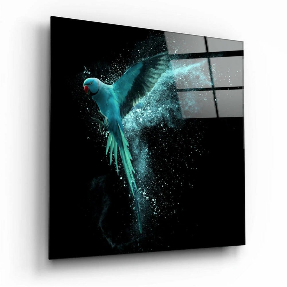 Radiant Bird Tempered Glass Wall Art: Radiant Bird Tempered Glass Wall Art This elegant glass wall art features a bird-inspired composition with luminous flowing forms and soft, radiant tones. Produced using high-definition UV printing te