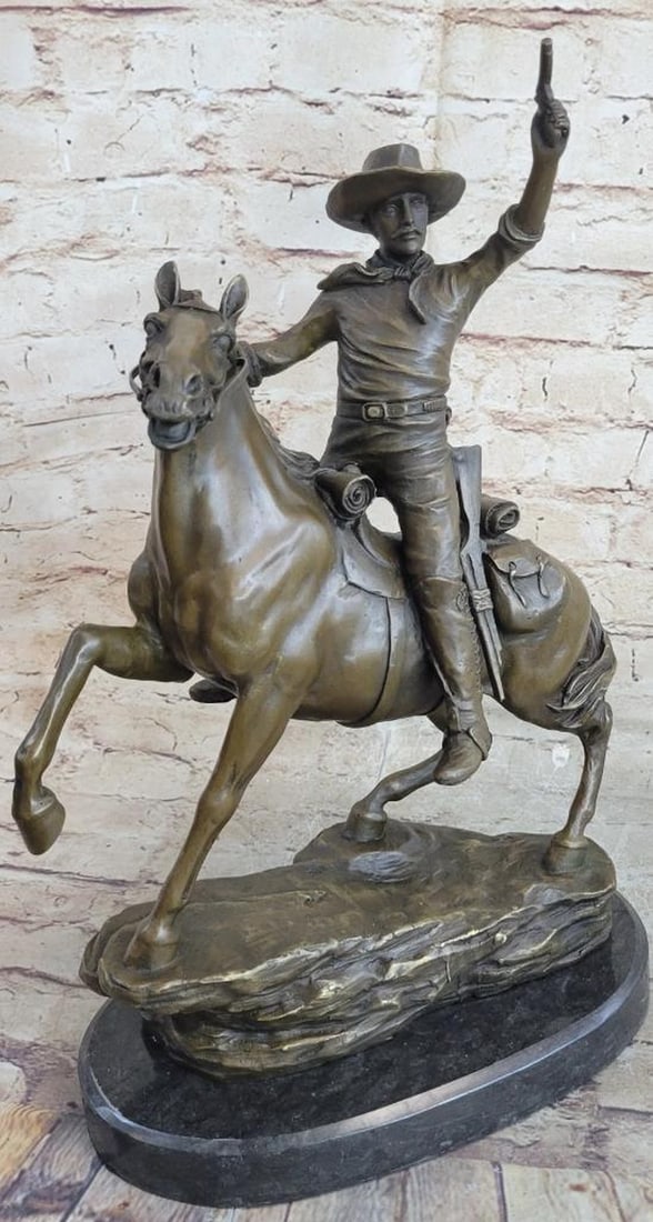 Kauba Inspired Shooting Cowboy Bronze Sculpture - 16" x 11" (1 of 6)