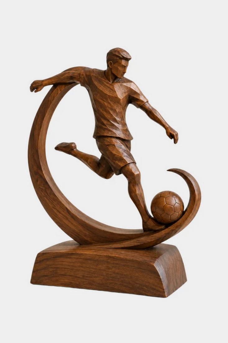 Human Football Kick Wooden Sculpture (1 of 3)
