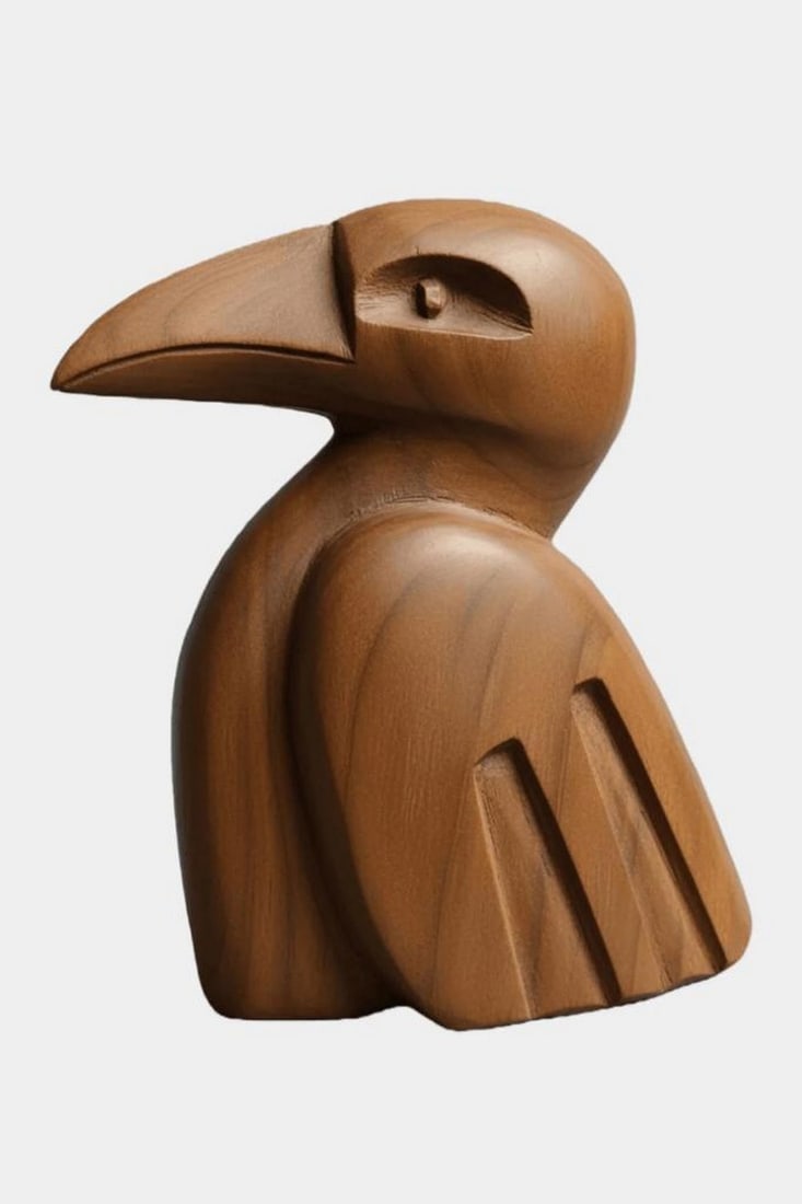 Stylized Raven Wooden Sculpture (1 of 2)