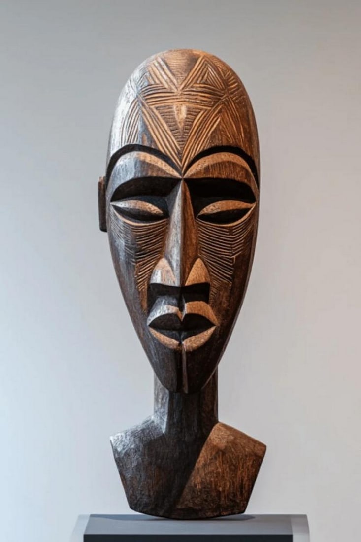 Geometric Tribal Bust Sculpture - 2
