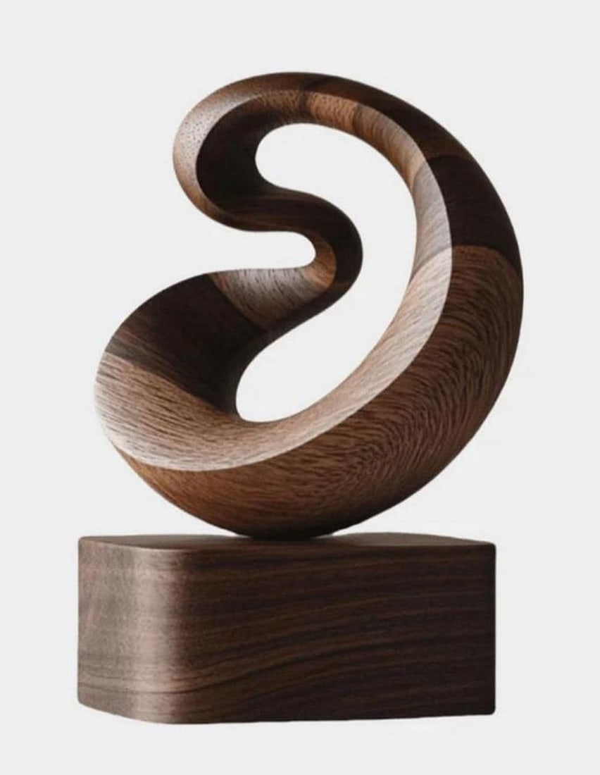 Fluid Harmony" Wooden Abstract Sculpture (1 of 3)