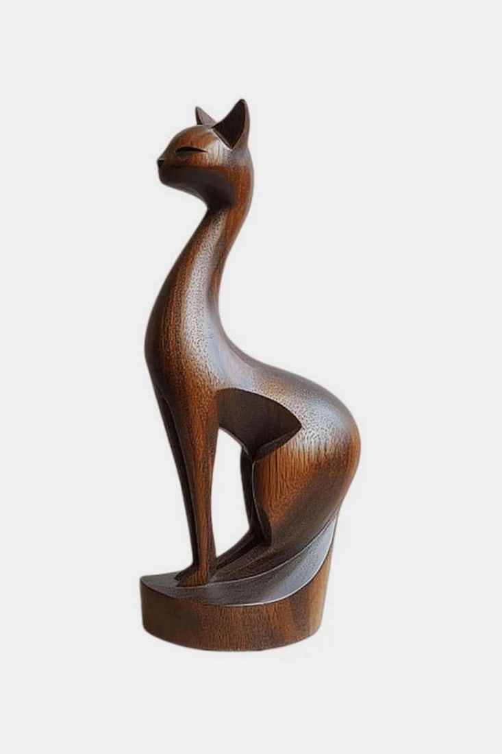 Poised Whimsy - A Minimalist Cat in Wood (1 of 3)