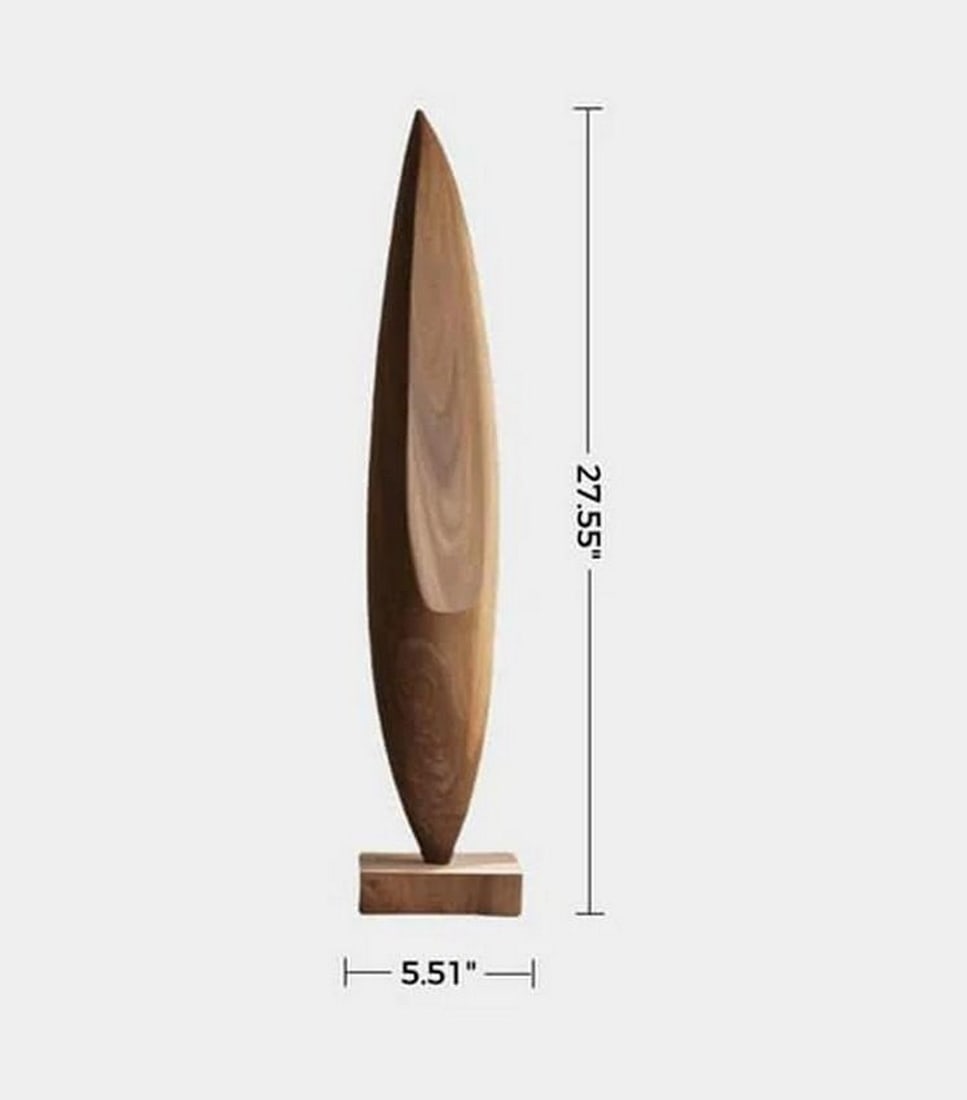Carved Abstract Wooden Form on Rectangular Base - 3