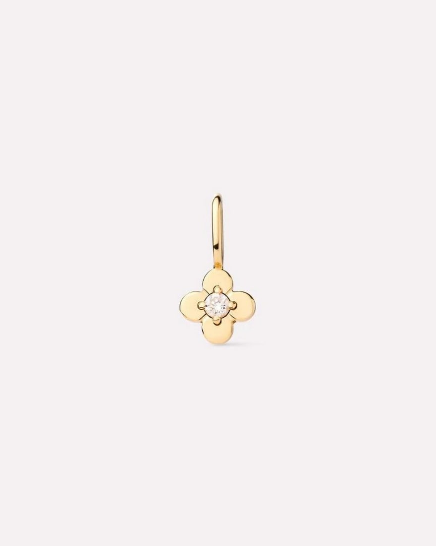 Solid Gold Flower Pendant Necklace: Solid Gold Flower Pendant Necklace This pendant is crafted from recycled solid yellow gold in the shape of a flower. A lab-grown diamond is set in the center, adding subtle sparkle. Designed to be