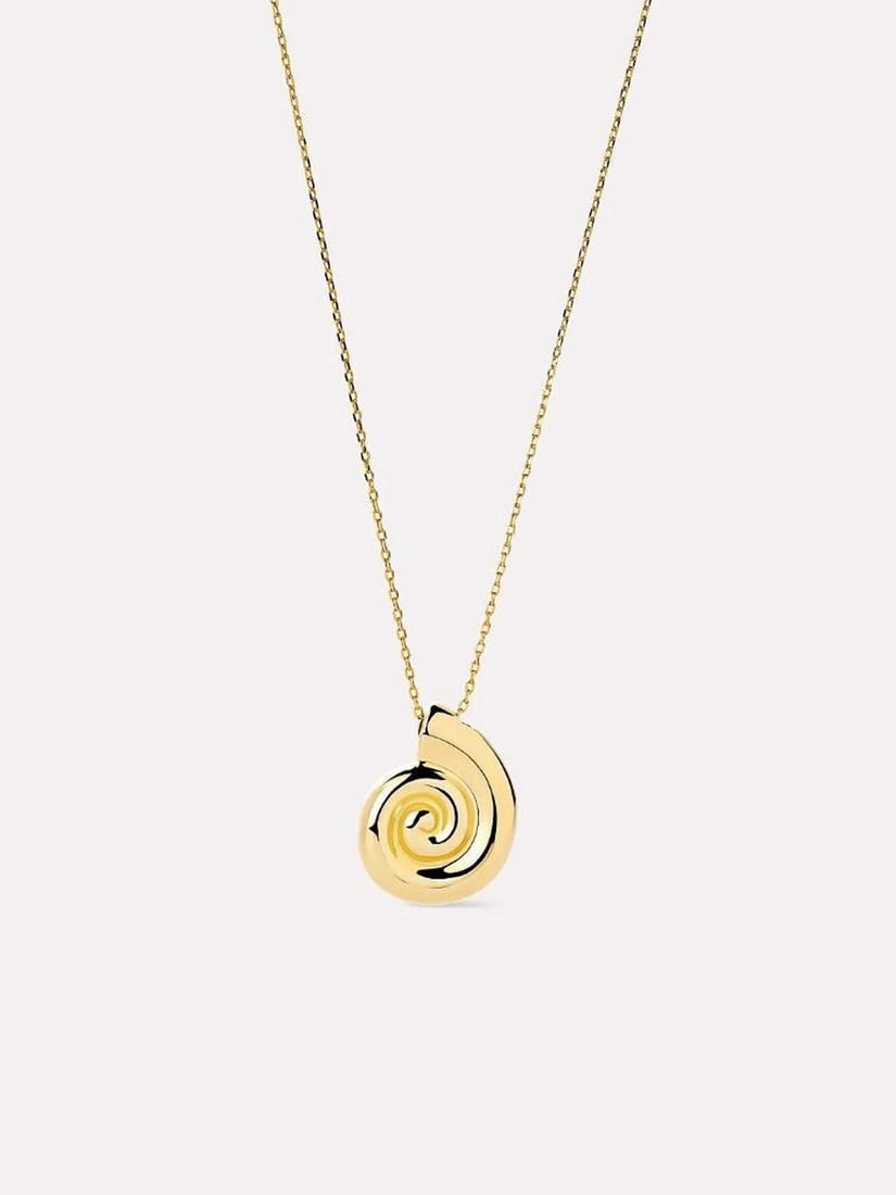 14K Gold-Dipped Shell Pendant Necklace: 14K Gold-Dipped Shell Pendant Necklace This shell necklace is the piece you'll be reaching for all summer long. Dipped in 14k gold, it features a dainty chain paired with a bold shell-shaped pendant t