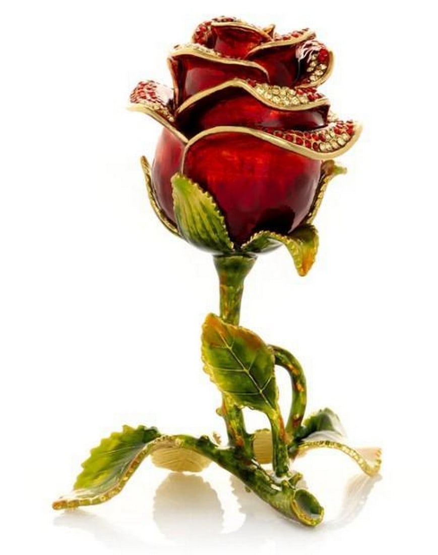 Romance Red Rose Keepsake: Romance Red Rose Keepsake Celebrate love and passion with this exquisite Valentine Red Rose trinket. Crafted to capture the delicate beauty of a blooming rose, its rich red petals evoke romance and ti