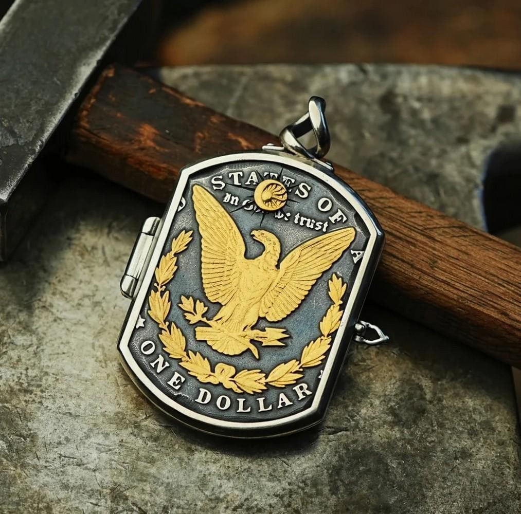 Praying Hands Morgan Coin Necklace Pendant (1 of 3)