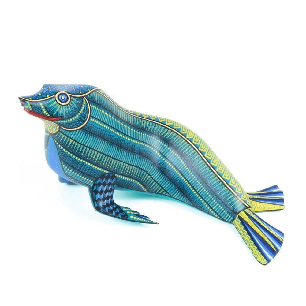 Green Spirit Seal - Alebrije Wood Carving by Morales Artists: Green Spirit Seal - Alebrije Wood Carving by Morales Artists Celebrate the magic of Oaxacan folk art with this Green Spirit Seal alebrije, handcrafted by the renowned Morales family in the village of 