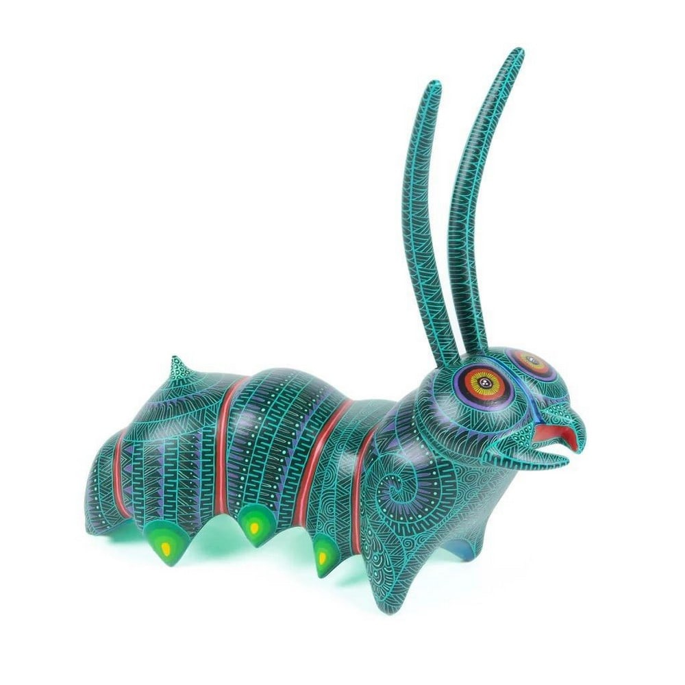 Vibrant Zapotec Caterpillar - Hand-Carved Oaxacan Alebrije (1 of 4)