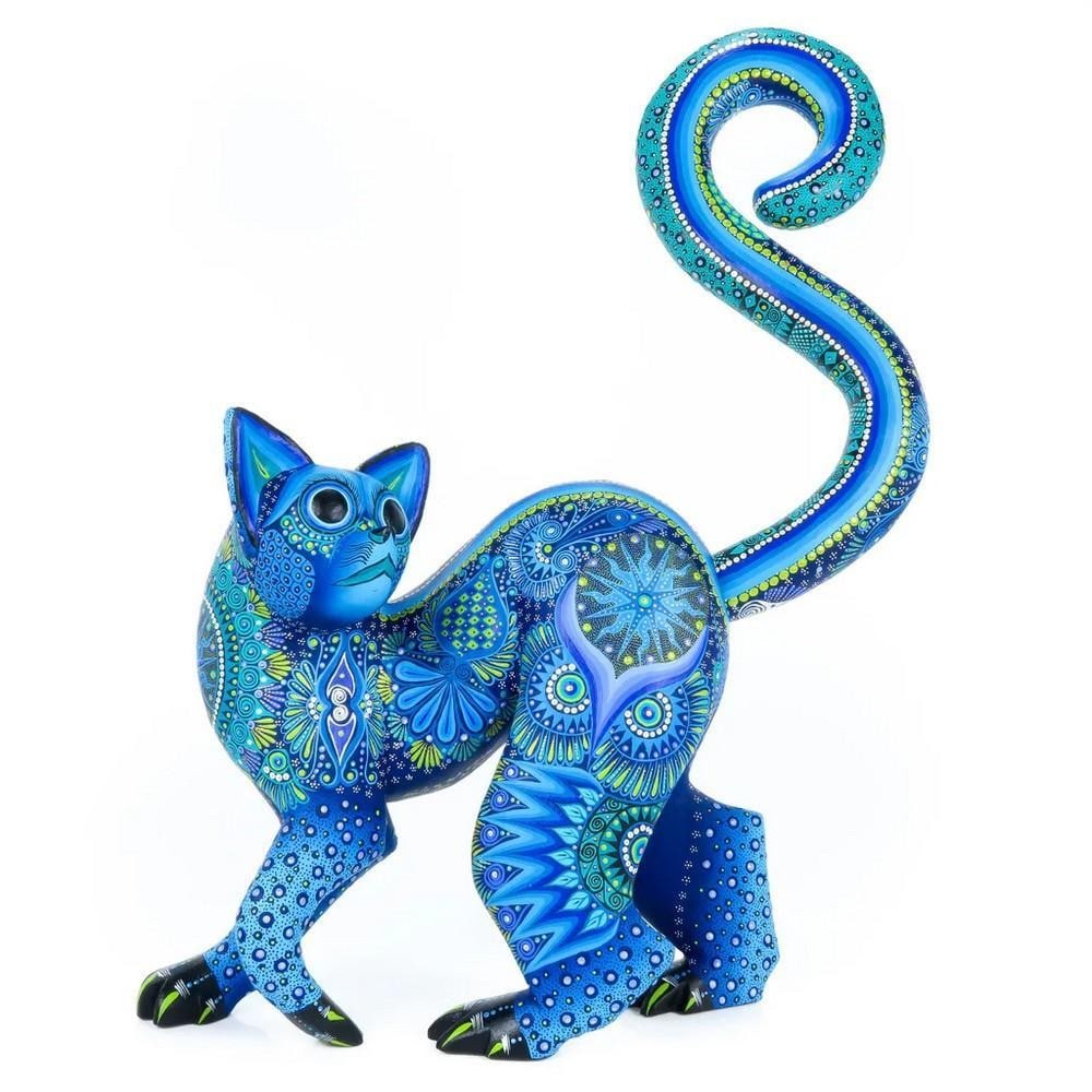Blue Lemur - Oaxacan Alebrije by the Sosa Family: Blue Lemur - Oaxacan Alebrije by the Sosa Family Imbued with energy and elegance, this stunning blue lemur alebrije is a celebration of Oaxacan folk art at its finest. Carved from a single block of co