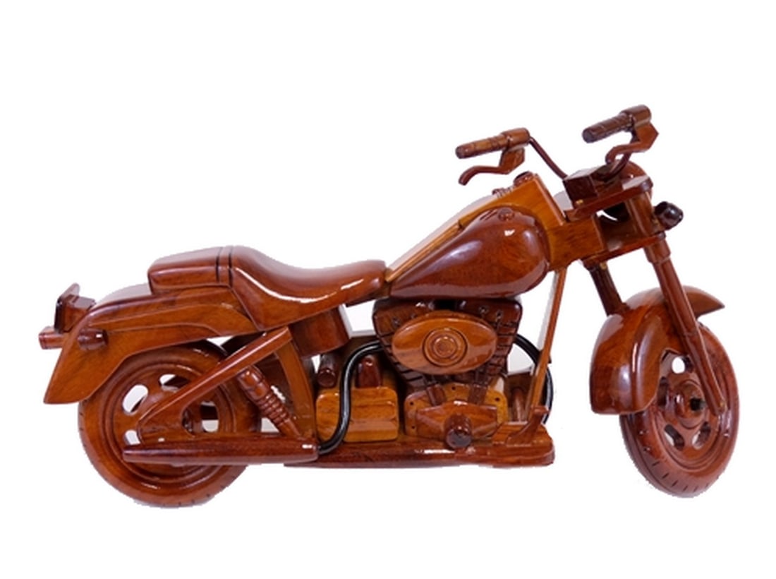 Harley Sportster Wooden Model Bike: Harley Sportster Wooden Model Bike This model is meticulously handcrafted from mahogany, featuring a working kickstand and movable handlebars. The finely detailed replica is finished with three coats