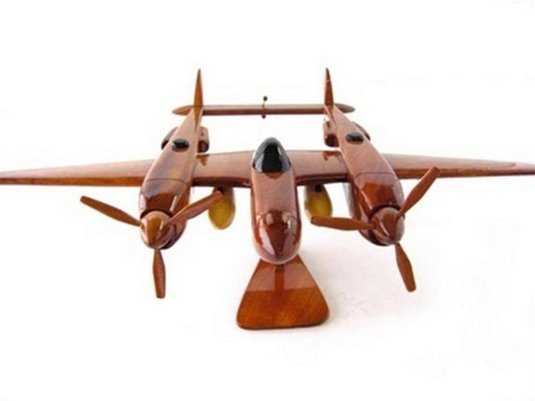 P-38J Lightning WWII Fighter Wooden Model: P-38J Lightning WWII Fighter Wooden Model This collectible model P-38J Lightning represents one of the most innovative fighters of World War II, the twin-boom Lockheed P-38J Lightning. Designed by