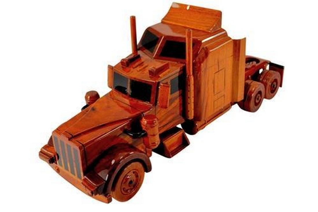 Wood Semi Truck: Wood Semi Truck Beautiful all wood Semi. This scale replica of the Wood Semi Truck is hand crafted from solid mahogany, making it a great gift or accent piece for the classic car lover. Hand carved