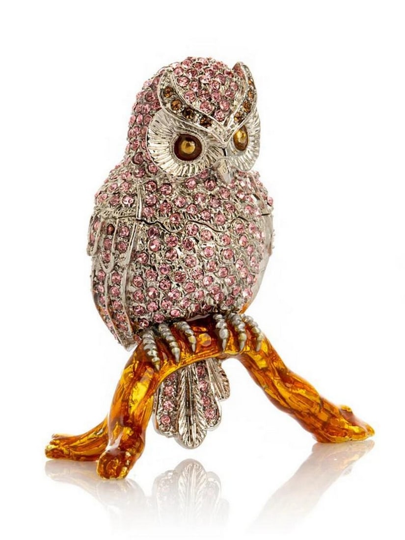Silver-Plated Owl Trinket Box with Austrian Crystals (1 of 4)